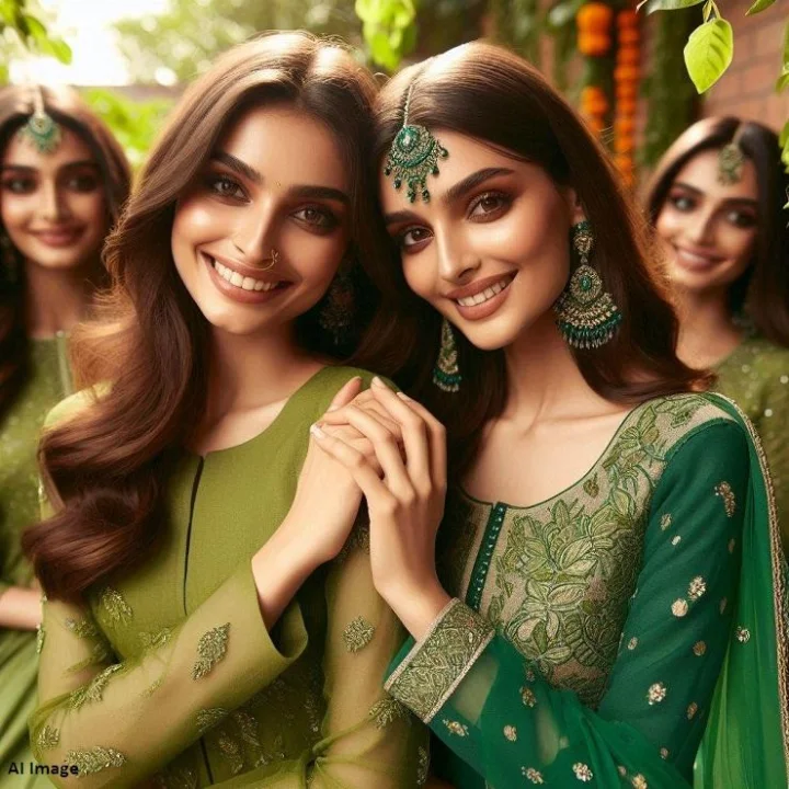 women in green color