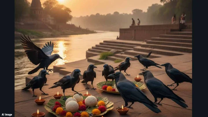 crow touching pind after death on dsava