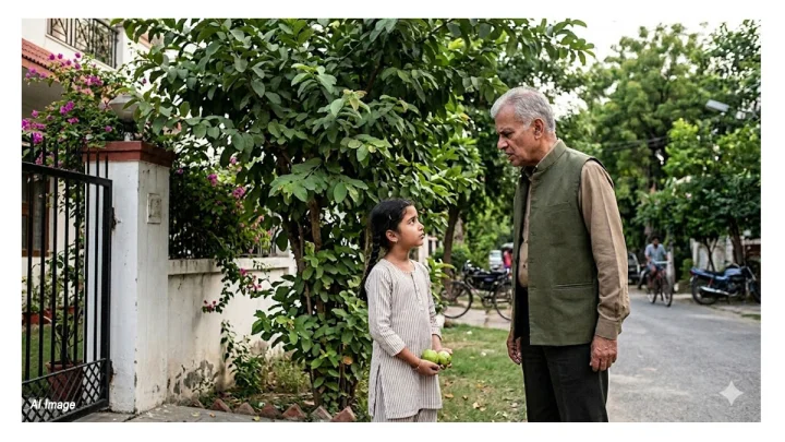 Retired army officer tile minor girl for plucking guavas