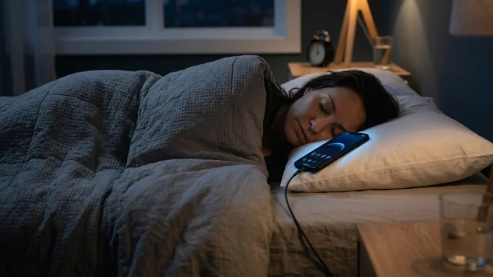 mobile near pillow while sleeping