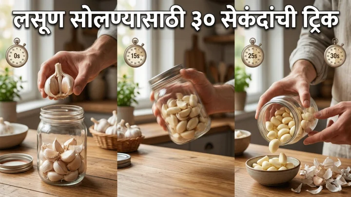 लसूण सोलण्यासाठी ३० सेकंदांची ट्रिक; वेळ आणि मेहनत दोन्ही वाचतील