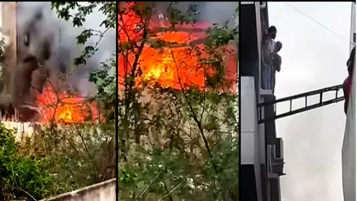 इंदूरमधील  इलेक्ट्रिक वाहनांच्या शोरूमला आग लागली, २० जण आत अडकले, सुदैवानं जनहानी नाही