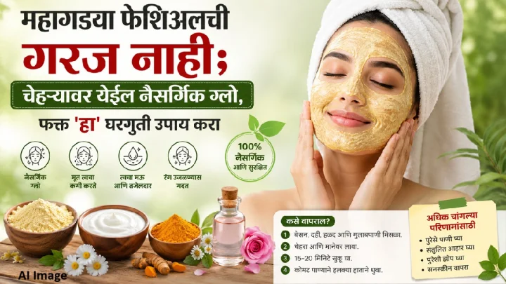 महागड्या फेशिअलची गरज नाही; चेहऱ्यावर येईल नैसर्गिक ग्लो, फक्त 'हा' घरगुती उपाय करा