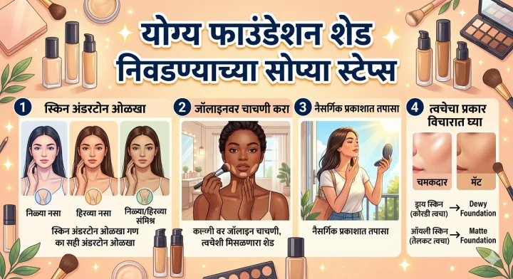 Choose Perfect Foundation Shade ग्लॉसी आणि ग्लोइंग लूकसाठी तुमच्या त्वचेला साजेसा 'फाउंडेशन शेड' कसा निवडावा?