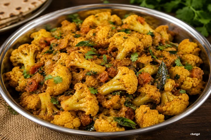 लंचसाठी अगदी रेस्टॉरंट स्टाईल पराठासोबत मसालेदार फुलकोबीची सुकी भाजी