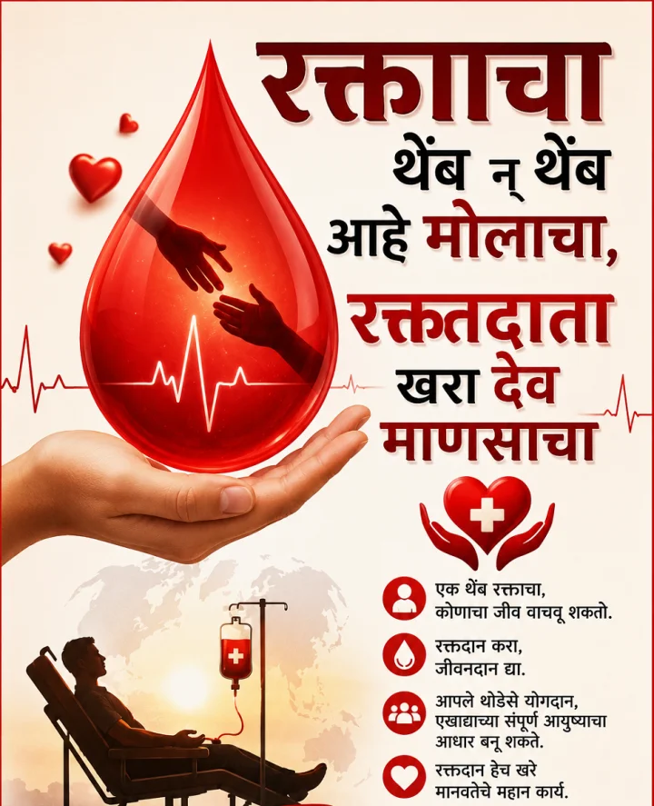 World Blood Donor Day 2026 Slogan in Marathi जागतिक रक्तदान दिन घोषवाक्ये