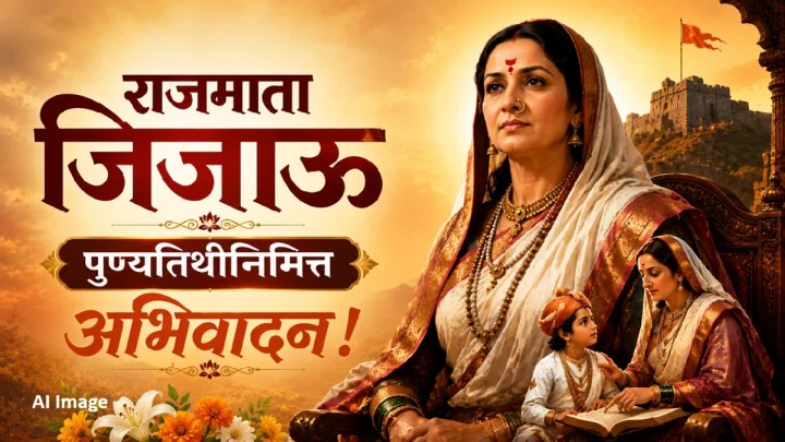 Rajmata Jijau Punyatithi 2026 Messages in Marathi राजमाता जिजाऊ पुण्यतिथी विनम्र अभिवादन