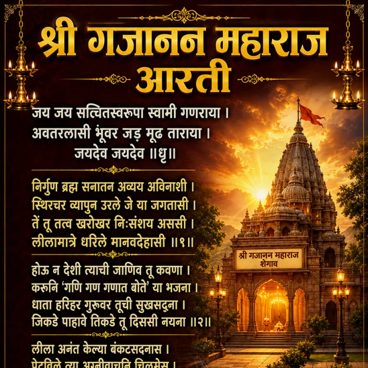 Shegaon Gajanan Maharaj Aarti Lyrics Image