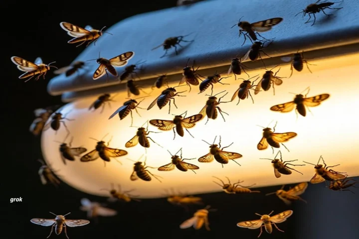 Insects around tube lights