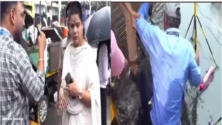 पावसामुळे मुंबई पाण्याखाली गेली; दौऱ्यावर आलेल्या महापौरांसोबत बीएमसीचा कर्मचारी मॅनहोलमध्ये पडला
