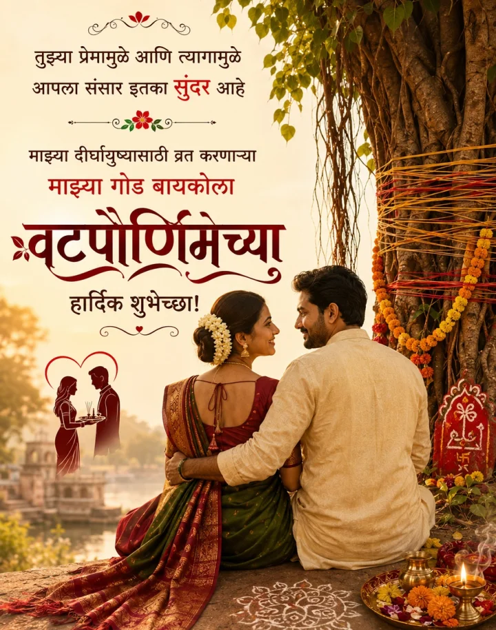 Vat Purnima Wishes for Wife in Marathi पत्नीला पाठवा खास वटपौर्णिमेच्या शुभेच्छा