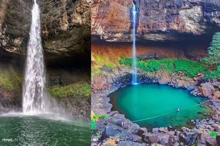 भीरा धरणाच्या बॅकवॉटर कुशीत वसलेला ३०० फूट उंचीवरून कोसळणारा ''देवकुंड धबधबा''