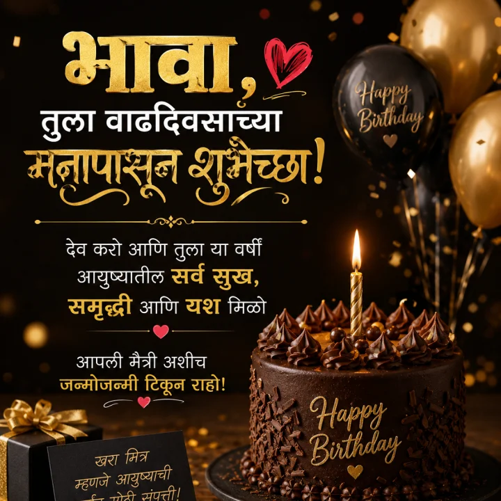 Birthday Wishes For Friend in Marathi मित्राला वाढदिवसाच्या शुभेच्छा