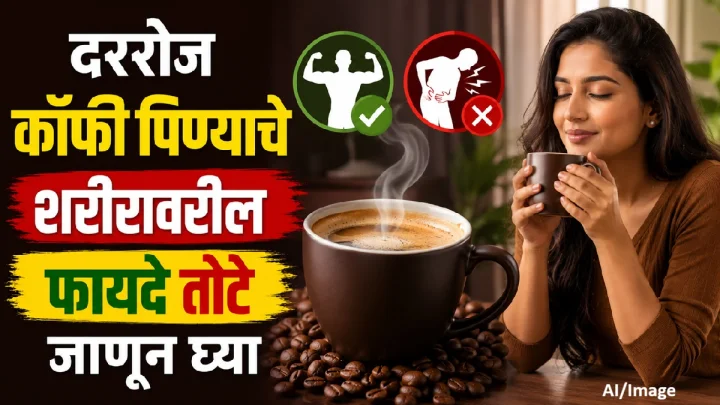 दररोज कॉफी पिण्याचे शरीरावरील फायदे तोटे जाणून घ्या