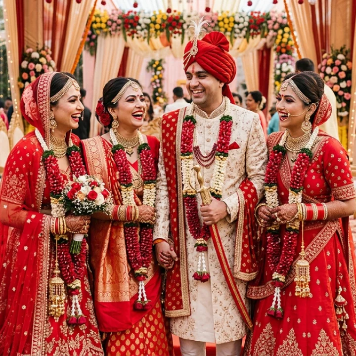 Amroha Three Sisters Marry Cameraman at Temple