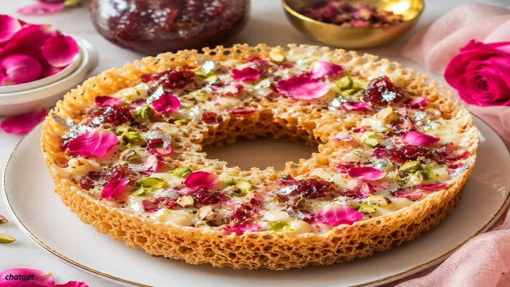 Rose Gulkand Ghevar Recipe एक प्रसिद्ध आणि शाही गोड पदार्थ ''रोज गुलकंद घेवर''