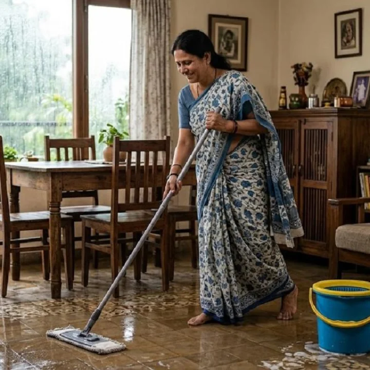 mopping the house