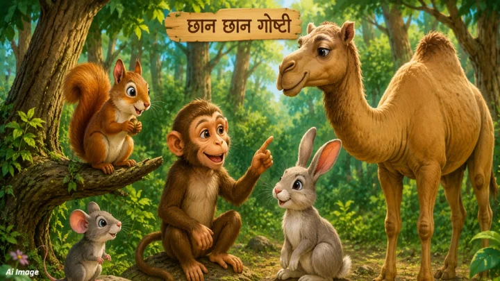 लघु कथा : गर्विष्ठ उंट आणि चार मित्रांची गोष्ट