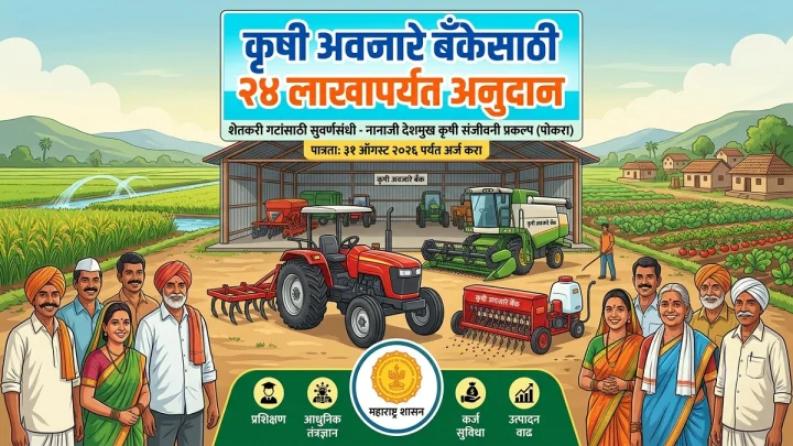 कृषी अवजारे बँकेसाठी २४ लाखांपर्यंत अनुदान; ३१ ऑगस्टपर्यंत अर्ज करण्याचे आवाहन