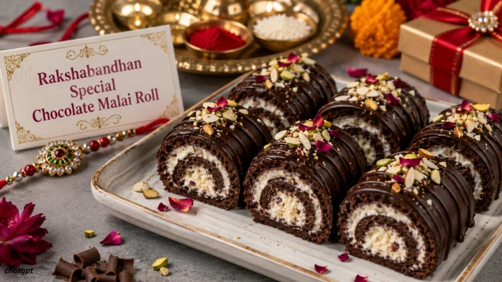 राखीच्या दिवशी अशाप्रकारे तयार करा ''चॉकलेट मलाई रोल''  एक आकर्षक मिठाई