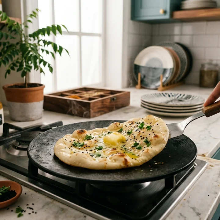 Butter garlic naan without tandoor indian style