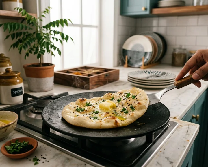 Butter garlic naan without tandoor indian style