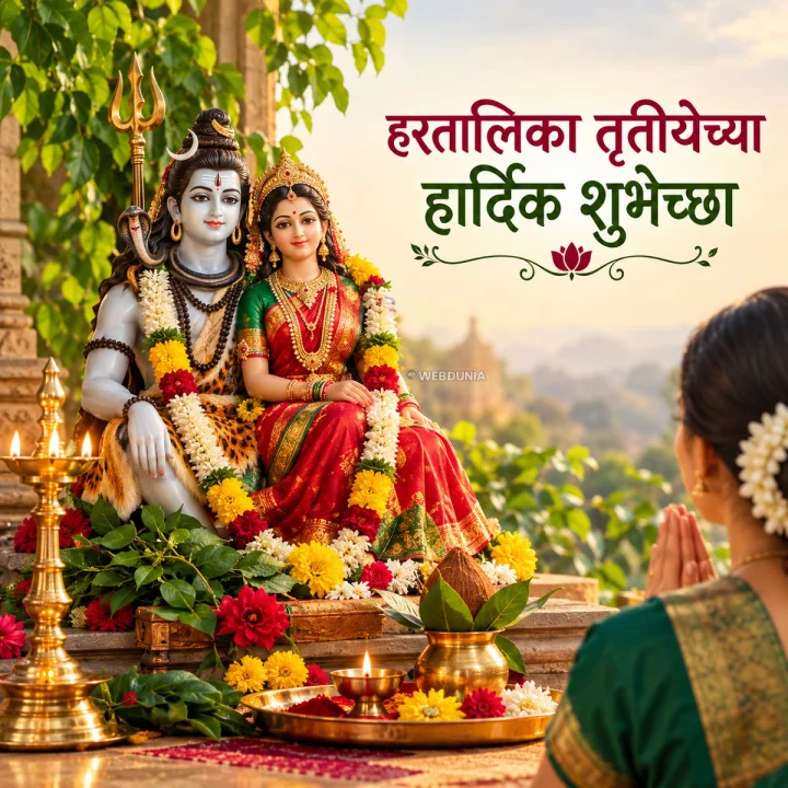 Hartalika Tritiya 2026 Wishes in Marathi हरतालिका तृतीयेच्या हार्दिक शुभेच्छा संदेश मराठीत