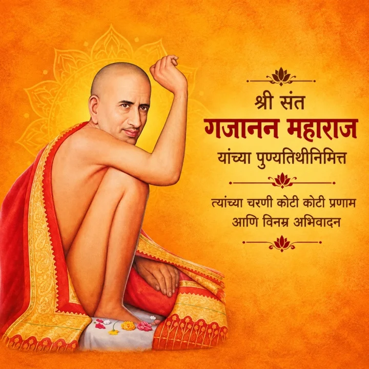 Shree Gajanan Maharaj Punyatithi 2026 Vinmra Abhivadan संत गजानन महाराज यांच्या पुण्यतिथीनिमित्त कोटी कोटी नमन
