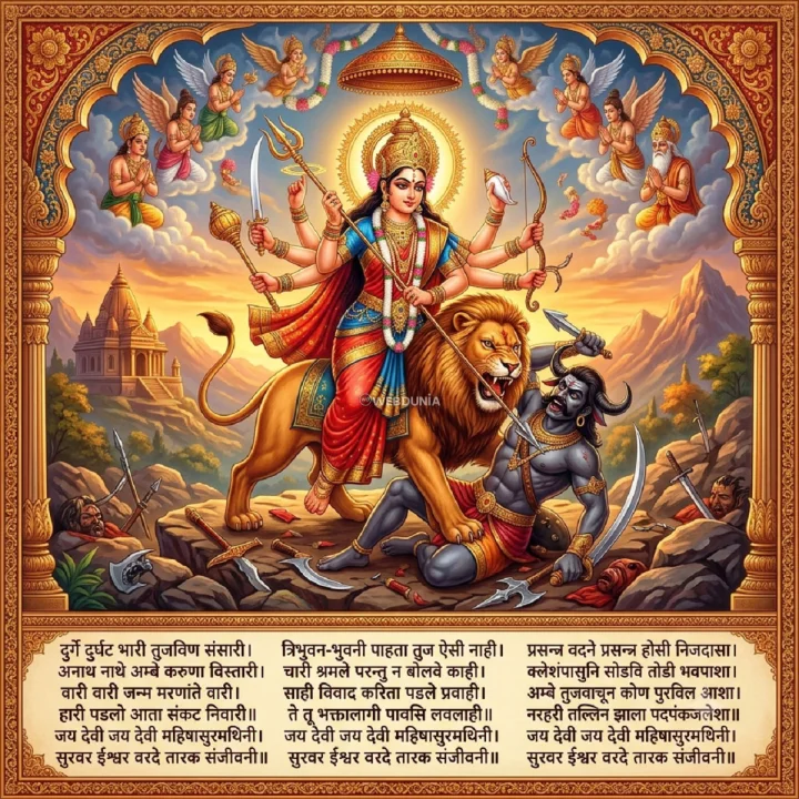 श्री दुर्गा देवीची आरती - दुर्गे दुर्घट भारी तुजविण संसारी