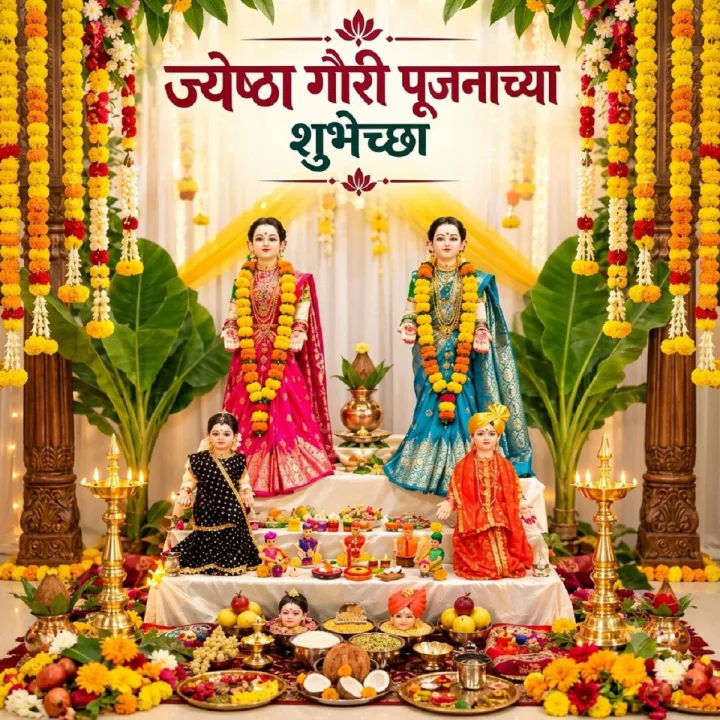 Jyeshtha Gauri Pujan Images Wishes in Marathi ज्येष्ठा गौरी पूजन शुभेच्छा फोटो