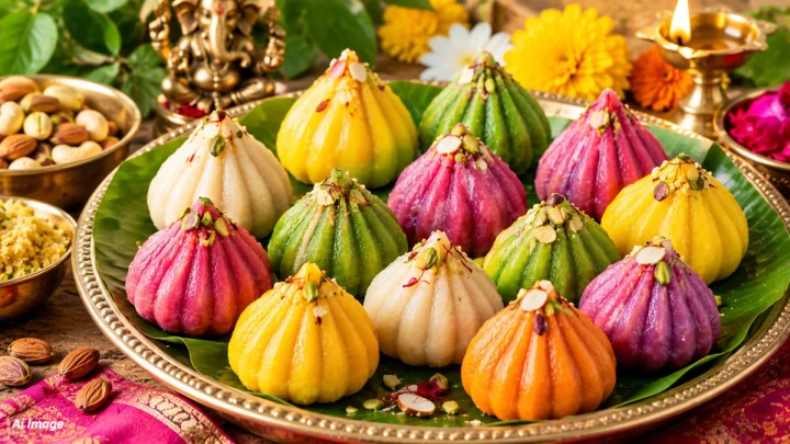 बाप्पाच्या प्रसादासाठी गरम गरम रंगीबेरंगी उकडीचे मोदक बनवा Multicolor Ukadi Modak Recipe