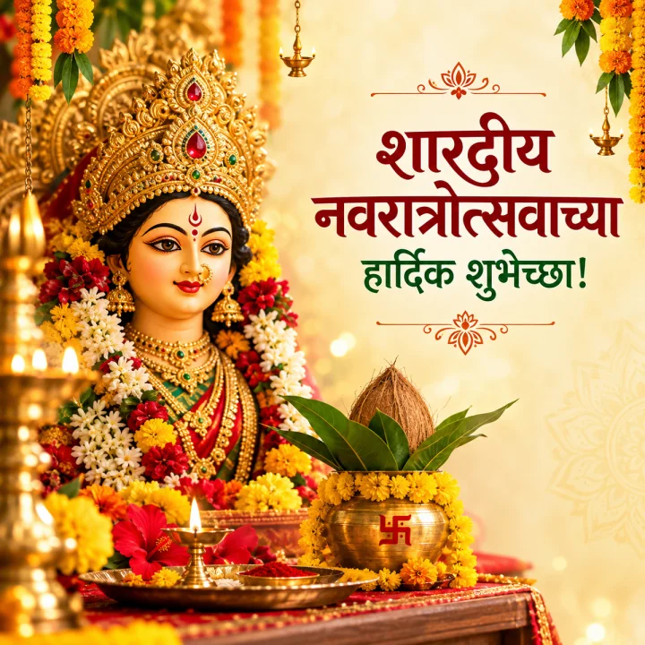 Shardiya Navratri 2026 Wishes Marathi शारदीय नवरात्रीच्या शुभेच्छा
