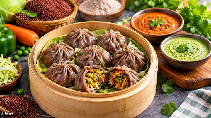 Ragi Vegetable Momos मैदा-मुक्त, पौष्टिक असे ''नाचणी व्हेजिटेबल मोमोज''