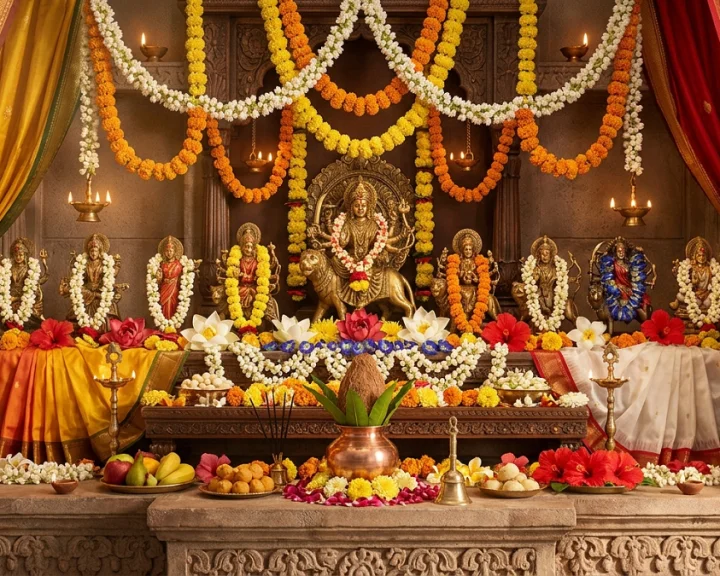 Which flowers are offered to the Goddess during the nine days of Navratri