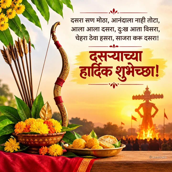 Dussehra 2026 Wishes In Marathi दसऱ्याच्या व विजयादशमीच्या हार्दिक शुभेच्छा