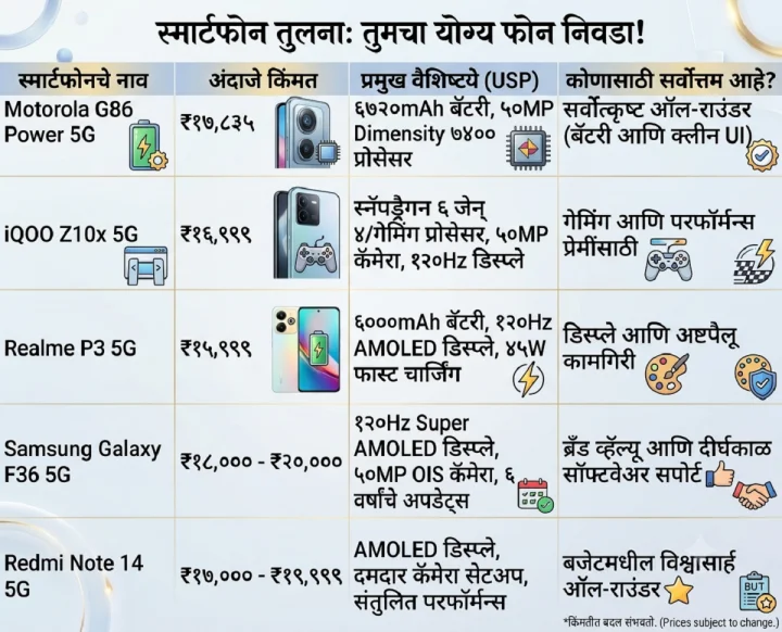 २० हजारांच्या आत टॉप-५ ‘ऑलराउंडर’ स्मार्टफोन! सॅमसंग, रेडमी आणि मोटोरोला या यादीत समावेश