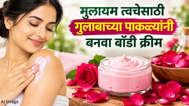 मुलायम त्वचेसाठी गुलाबाच्या पाकळ्यांपासून घरीच बनवा बॉडी क्रीम; त्वचेला मिळेल नैसर्गिक मऊपणा!