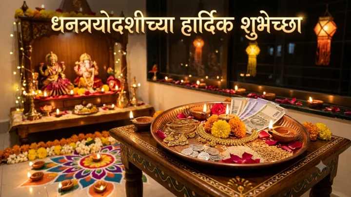 Dhantrayodashi 2026 Wishes in Marathi धनत्रयोदशी शुभेच्छा संदेश मराठी