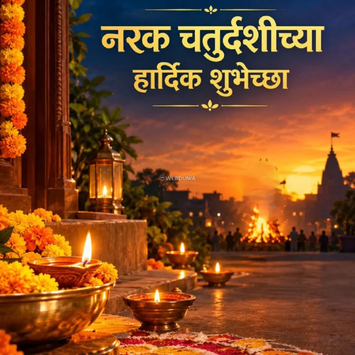 Abhyanga Snan 2026 Wishes in Marathi नरक चतुर्दशीच्या अभ्यंगस्नान शुभेच्छा