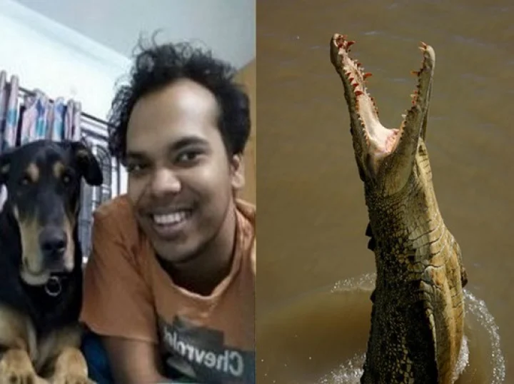 நாயை காப்பாற்ற ஏரியில் குதித்த வாலிபர் ; முதலை கடித்ததில் கையை இழந்தார்