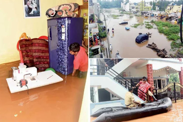 விடிய விடிய பேயாட்டம் ஆடிய மழை: மைசூர் மக்கள் வெள்ளத்தில் தவிப்பு