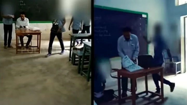 ஆசிரியரை ரேகிங் செய்த பள்ளி மாணவர்கள்!! பள்ளி நிர்வாகம் எடுத்த அதிரடி முடிவு