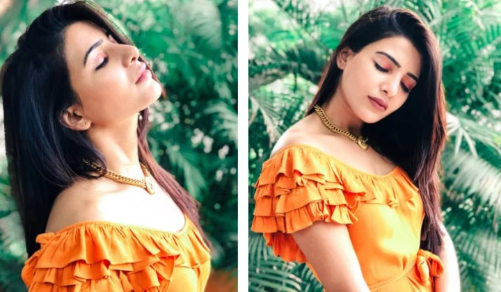 கலர்புல் உடையில் கலக்கலான போஸ் கொடுத்த சமந்தா!
