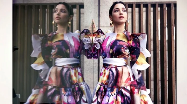 மஞ்சள் நிற உடையில் மஜா போஸ் கொடுத்த  தமன்னா!