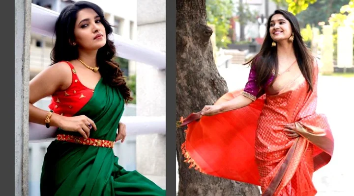 பேக்லெஸ் ப்ளவுஸ்...சேலையில் இப்படி ஒரு கவர்ச்சியா - டாப் நடிகைகளுக்கே டஃப்  கொடுக்கும் வாணி போஜன்!