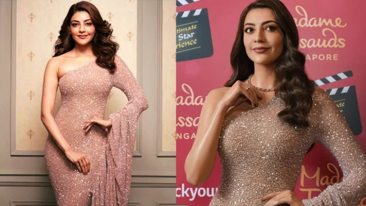 தனக்கு செதுக்கிய சிலை போல் வளைந்து நெளிந்து போஸ் கொடுத்த காஜல் அகர்வால்!