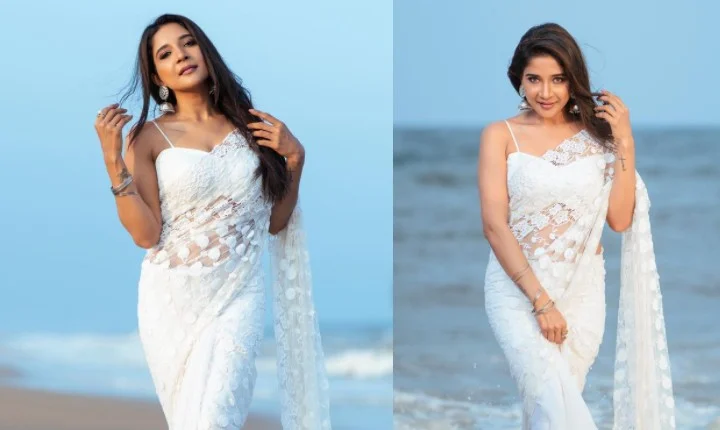 வெள்ளை நிற கடல் கன்னியாய் கவர்ந்திழுக்கும் சாக்ஷி அகர்வால்!