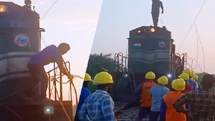 மின்கம்பி இணைப்பு பணி: கம்பி அறுந்து ரயில் மீது விழுந்து பதற்றம்!