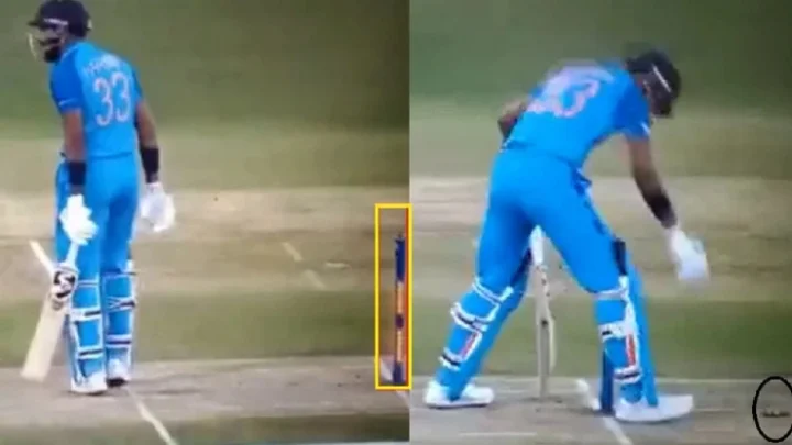 கடைசி பந்தில் பவுண்டரி அடித்தும் பயனில்லை… வித்தியாசமாக அவுட் ஆன பாண்ட்யா!