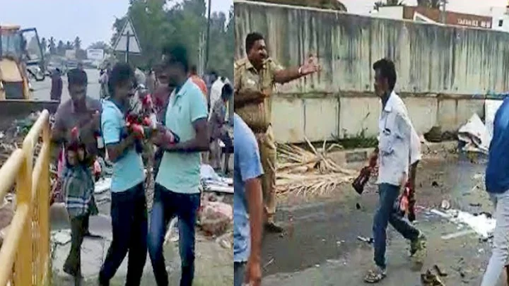 மதுபானம் ஏற்றி சென்ற லாரி விபத்து.. பீர் பாட்டில்களை அள்ளி சென்ற குடிமகன்கள் ..!